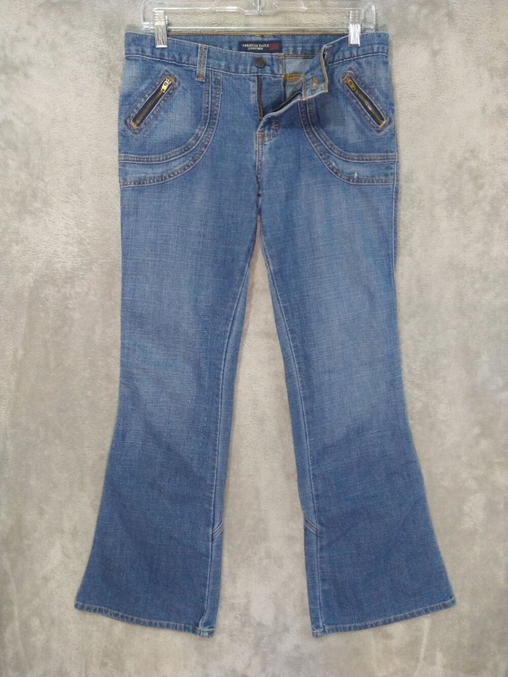 American Eagle Jeans Womens 8 Blue Denim Flare Vintage Y2K Mid Rise Stretch